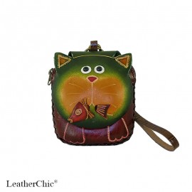  Large Size Animal Purse AP 313.5 Cat with Fish