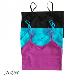 Pack of 3 Seamless V-neck Camisole  4399-2 PK 1 (1 Blue, 1 Pink, 1 Black)