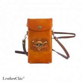 Hand Carved Cross-body Bag Sugar Skull HB 30 