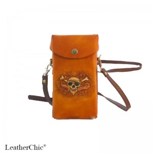 Hand Carved Cross-body Bag Sugar Skull HB 30 