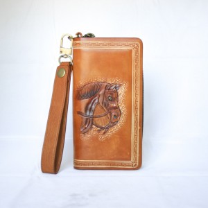 Hand Carved Leather Clutch Horse WZ 007