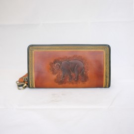 Hand Carved Leather Clutch Bear  WZ 019