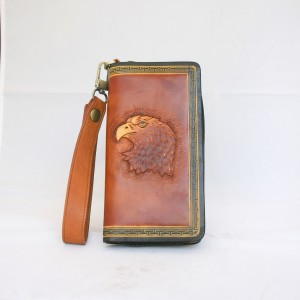 Hand Carved Leather Clutch Eagle WZ 042.4