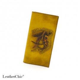 Hand Carved Long Wallet Horse WL 007