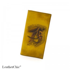 Hand Carved Long Wallet Horse WL 007