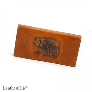 Hand Carved Long Wallet Bear WL 019