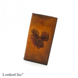 Hand Carved Long Wallet Moose WL 036