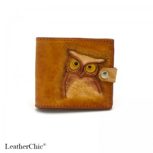 Hand Carved Short Wallet Owl WS 016